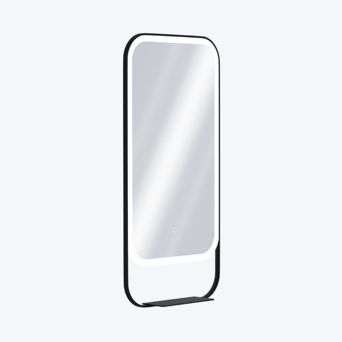 Mila Light lustro łazienkowe 100x50 cm z półką, oświetlenie LED mata grzewcza, czarny mat