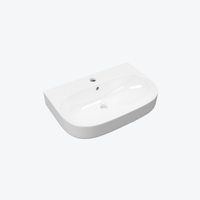 Oceana umywalka wisząca 60x41 cm owalna z otworem na baterię, biały połysk