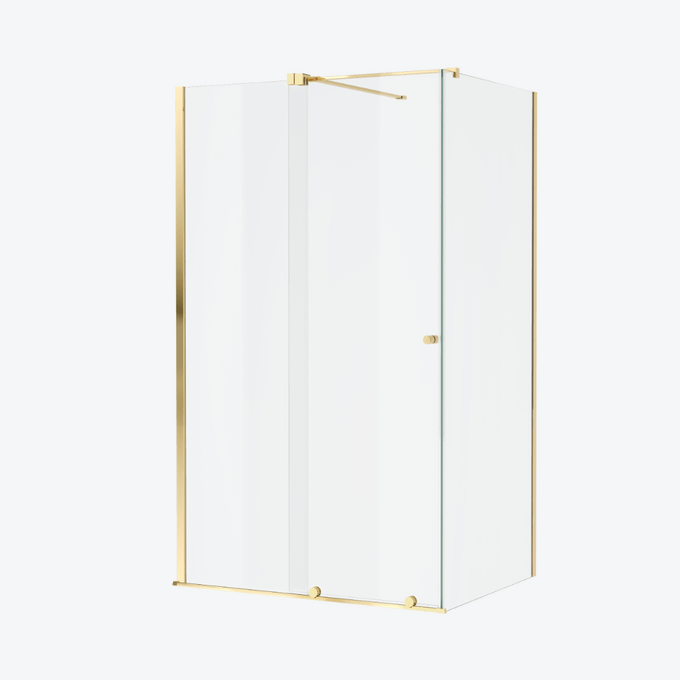 Ortigo kabina prostokątna narożna 140x90 cm, drzwi przesuwne, powłoka Clean Control, złoty połysk