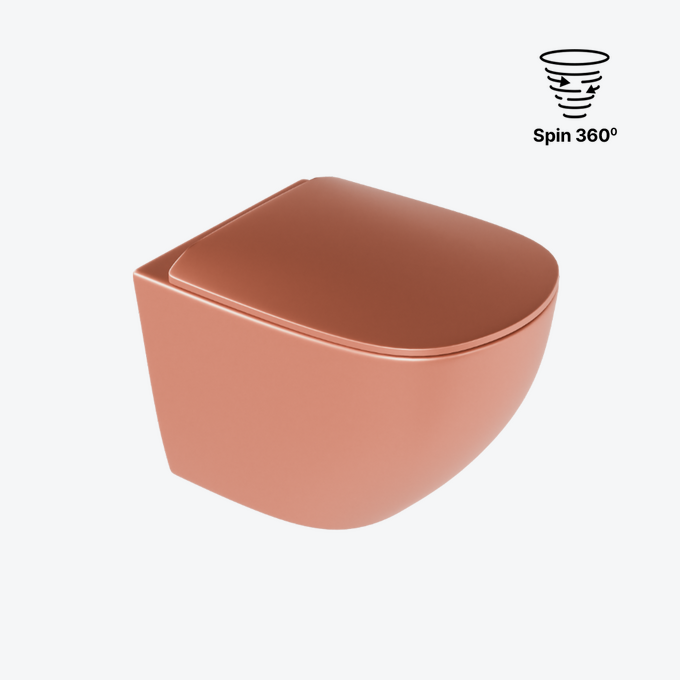 Luqa miska WC 48 cm wisząca bezrantowa, z system spłukiwania Spin 360, z deską wolnoopadającą, terracotta