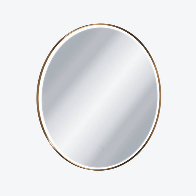 Corido lustro łazienkowe 100 cm okrągłe oświetlenie LED mata grzewcza, miedziany szczotkowany