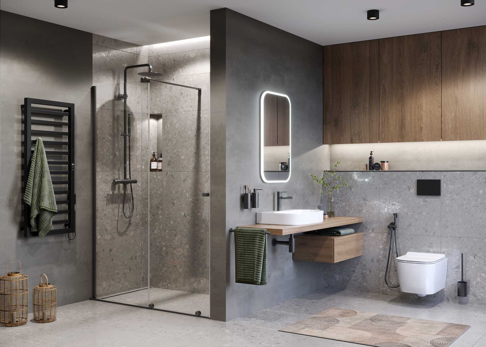 PI bateria bidetowa bidetta ze słuchawką bidetowa, grafit szczotkowany