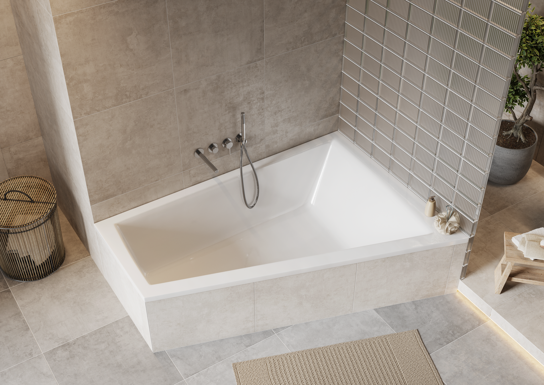 Wanna Sfera Maxi Slim narożna 180x130 cm prawa biały połysk