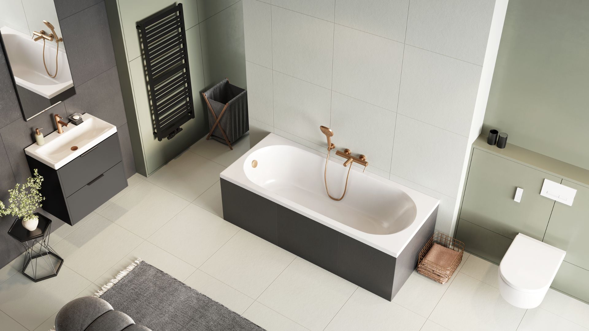 Zestaw promocyjny Wanna Oceana Mono Slim 170×75 + zagłówek KARO + nóżki wannowe