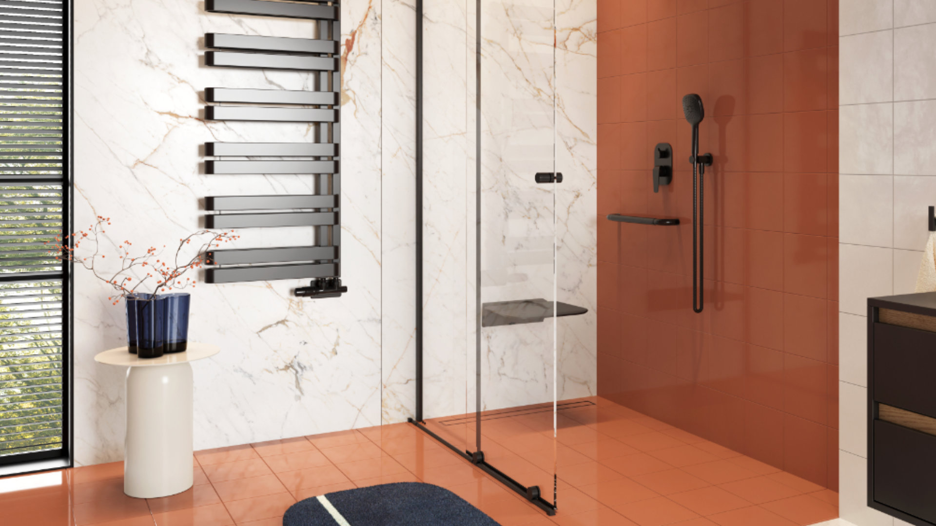 Stilio odpływ liniowy 70 cm z kołnierzem ruszt dekoracyjny grafit szczotkowany