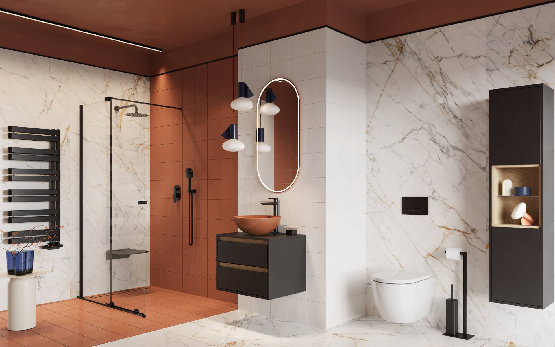 Ortigo walk-in drzwi prysznicowe przesuwne 140x200 cm, powłoka Clean Control, czarny mat