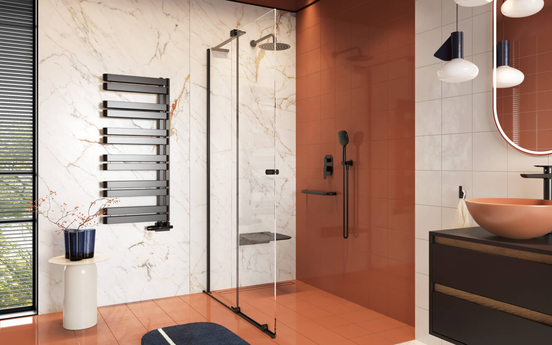 Ortigo walk-in drzwi prysznicowe przesuwne 140x200 cm, powłoka Clean Control, czarny mat