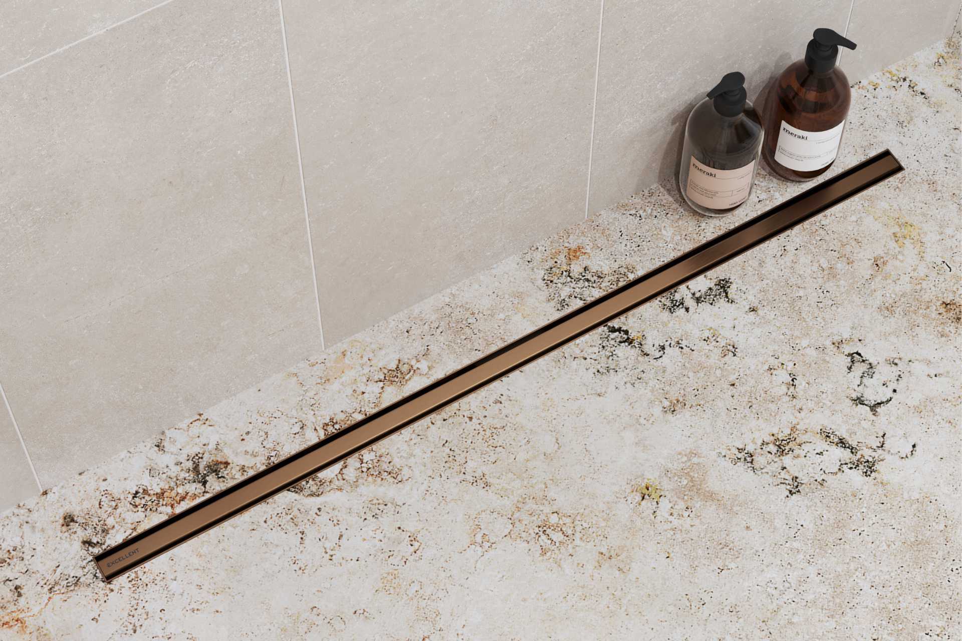 Stilio Slim odpływ liniowy 70 cm, baza z syfonem, mankiet uszczelniający, ruszt dekoracyjny, grafit szczotkowany