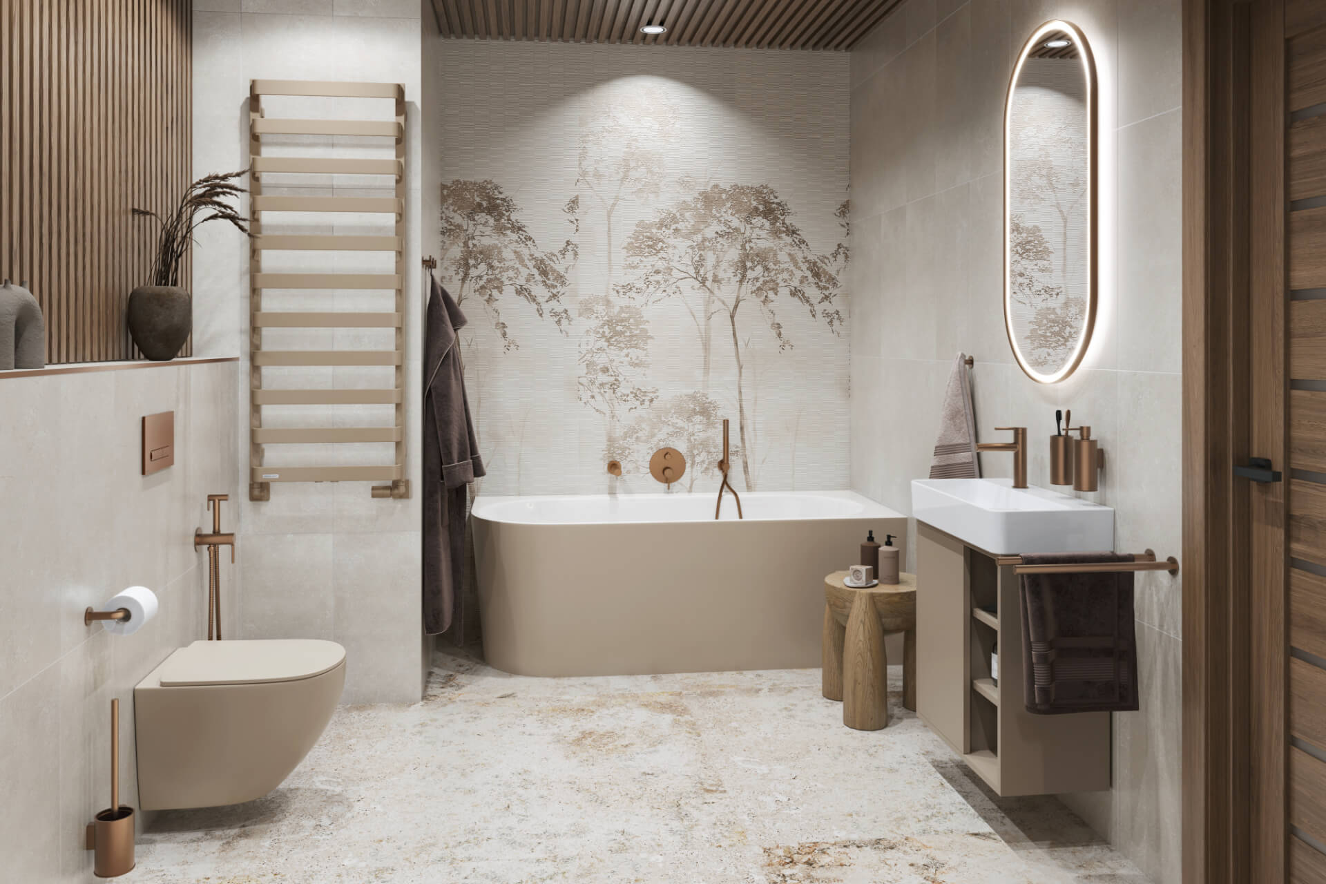 Meteor grzejnik łazienkowy 137x50 cm, cappuccino