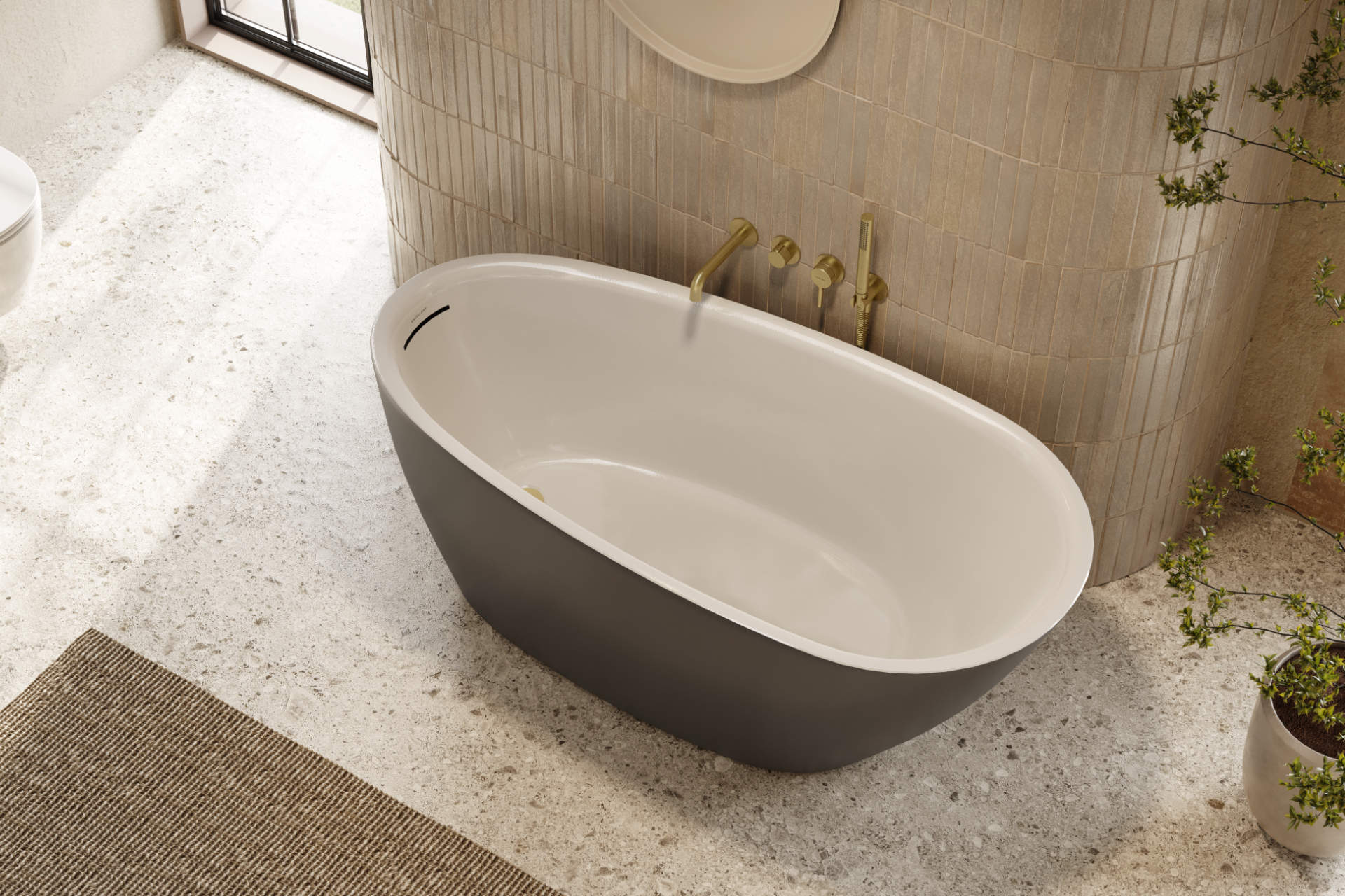 Delta Pi Zestaw wannowo-prysznicowy podtynkowy, 2 funkcyjny, złoty szczotkowany