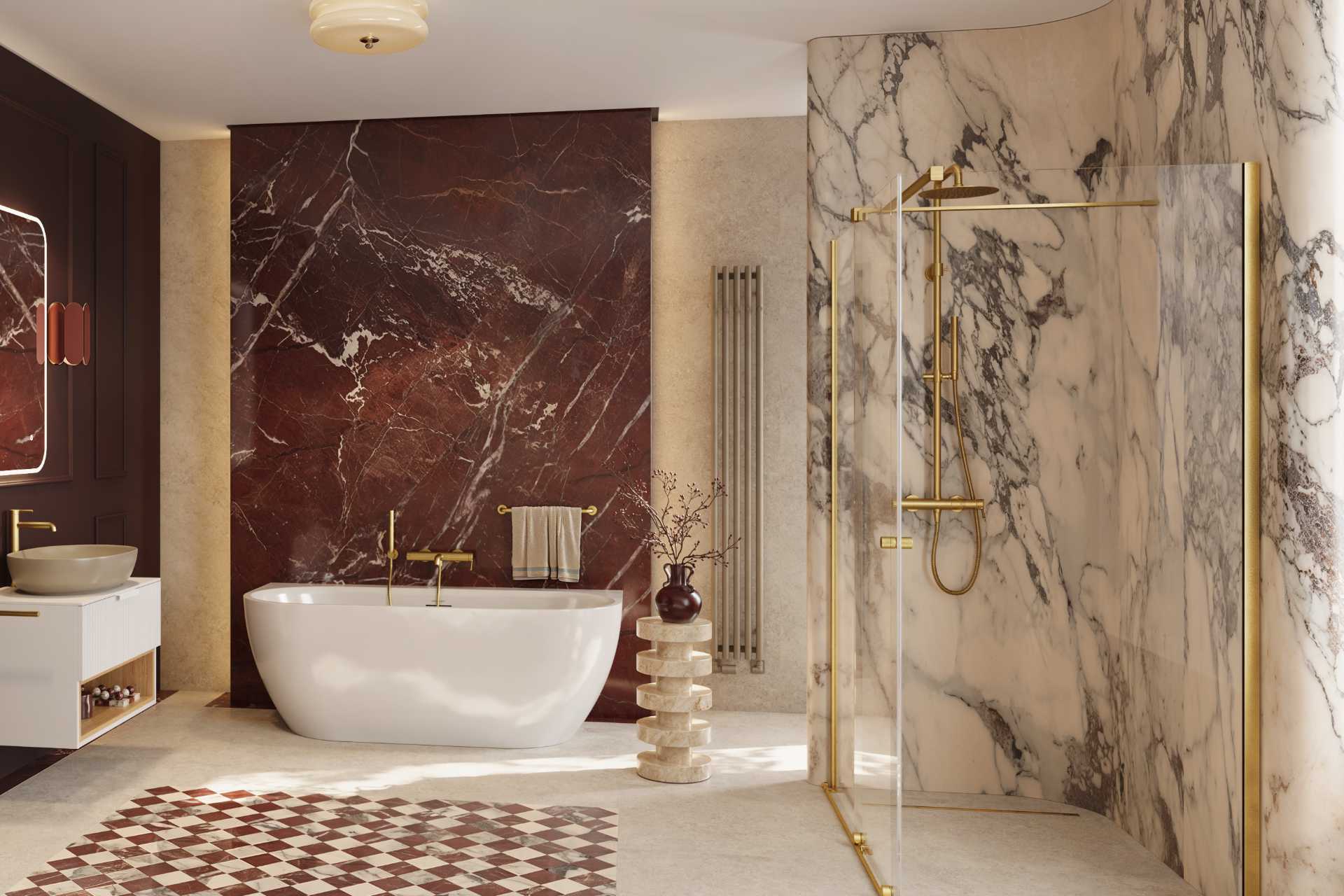 Verdi grzejnik łazienkowy pionowy 180x23 cm, 5 profili z haczykami, biały soft