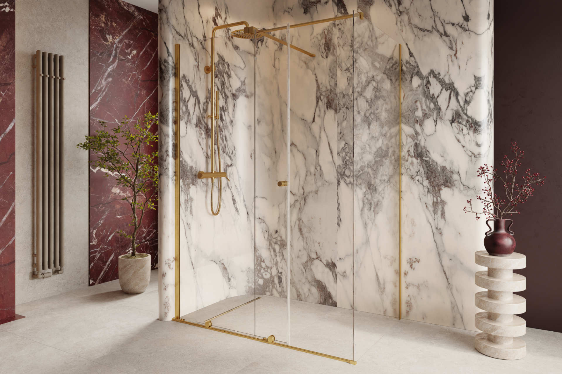 Verdi grzejnik łazienkowy pionowy 180x23 cm, 5 profili z haczykami, cappuccino