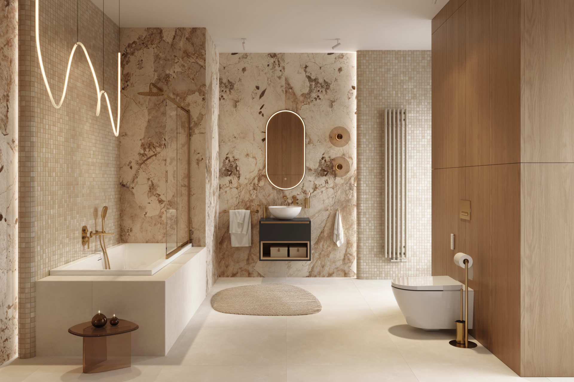 Verdi vertical bathroom radiator 180x28 cm 6 profiles with hooks, soft white