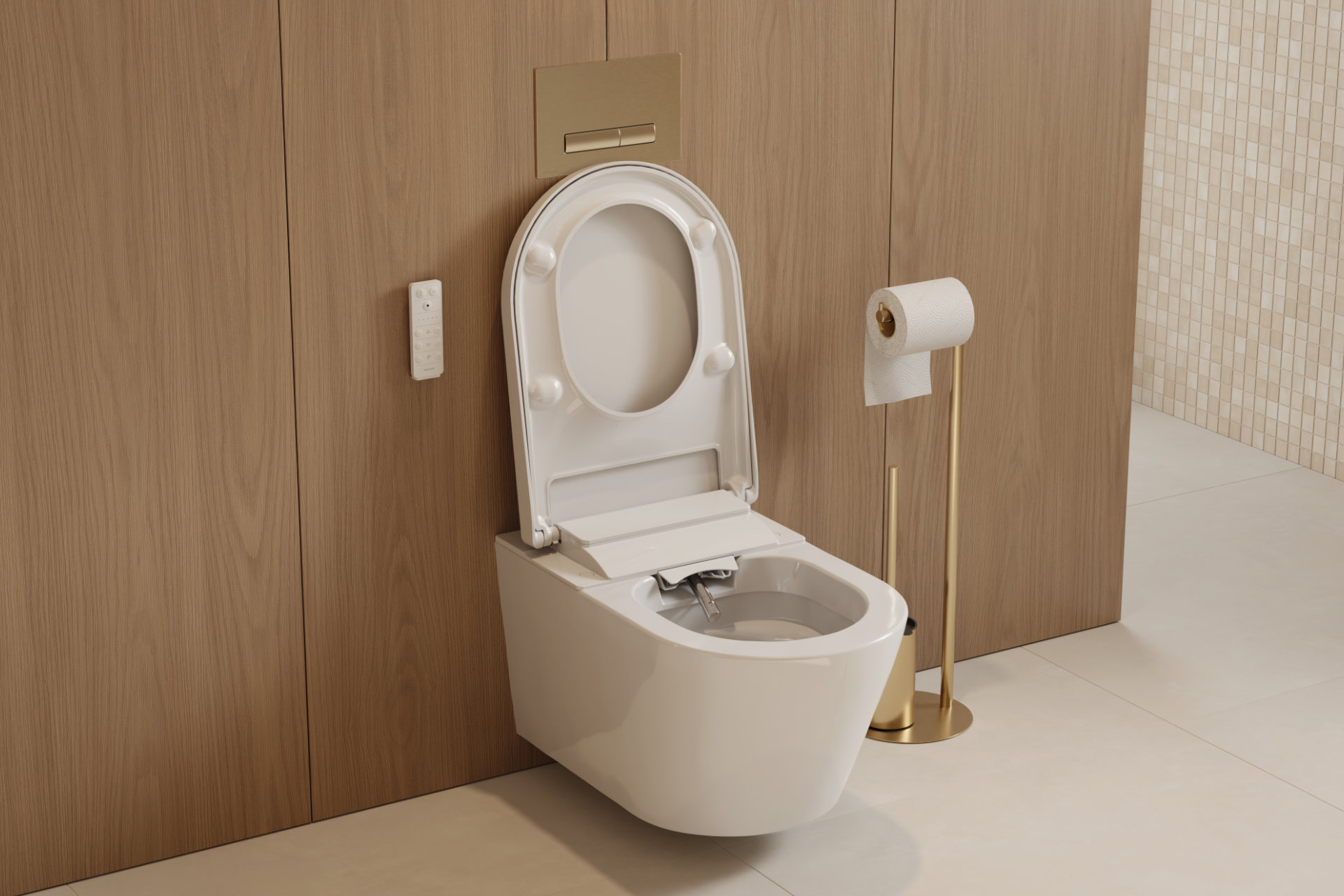 Dakota 2.2 Eco miska WC z funkcją bidetu z systemem spłukiwania Spin 360, sterowana pilotem, biały połysk