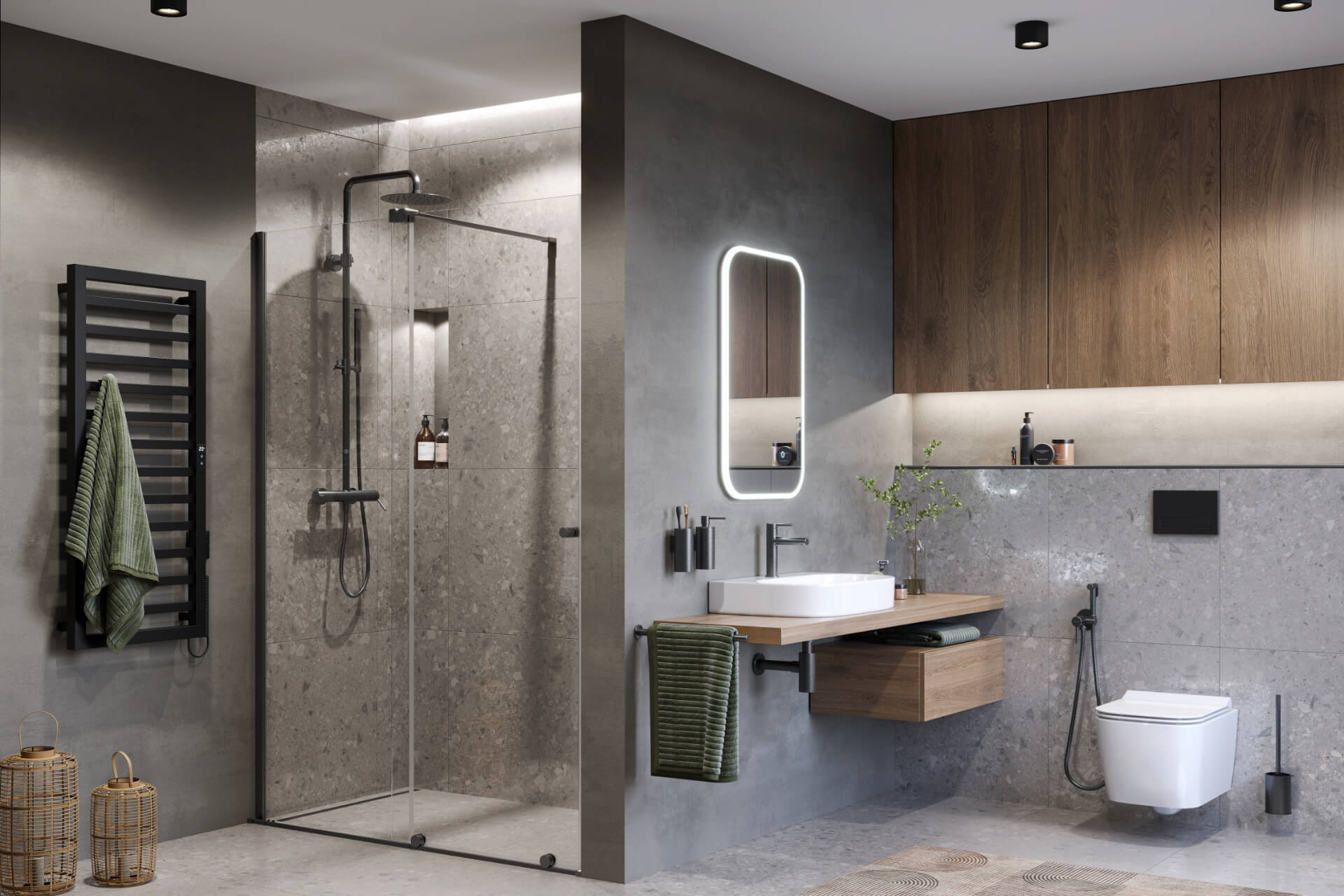 Ortigo walk-in drzwi prysznicowe przesuwne 120x200 cm, powłoka Clean Control, grafit szczotkowany