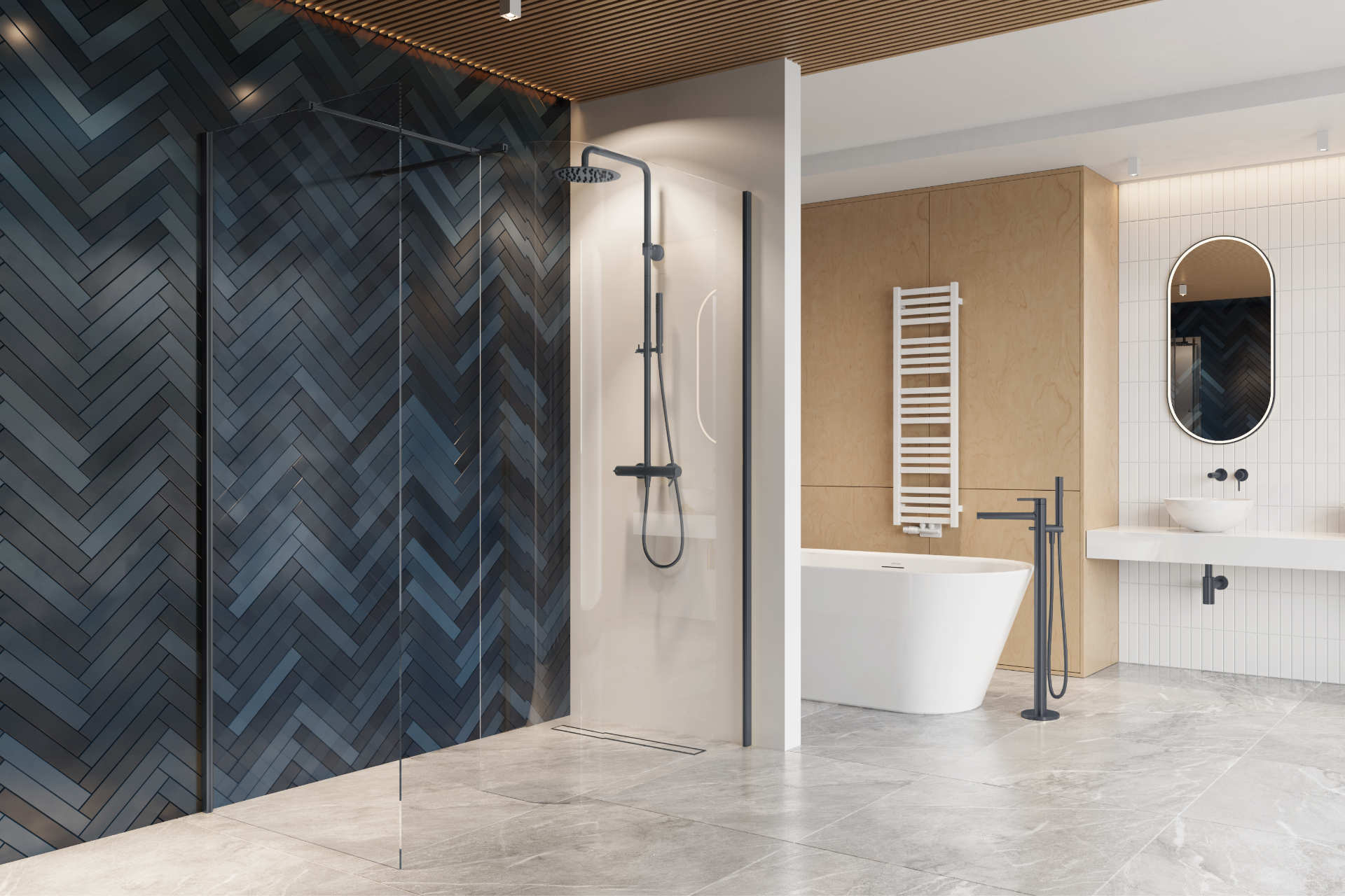 Vidoq walk-in straight shower wall 120x200 cm, Clean Control coating, brushed graphite