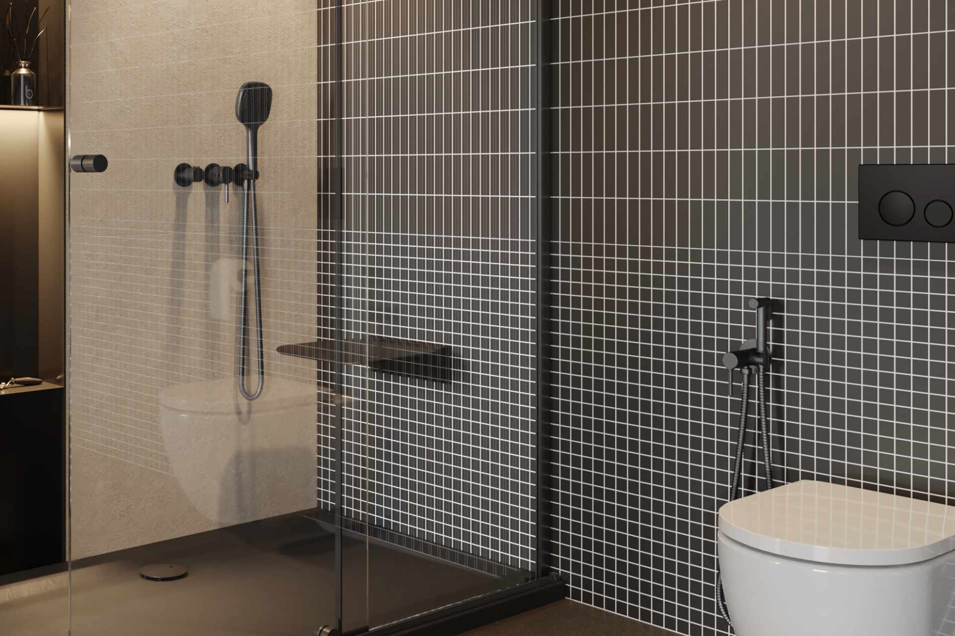 PI Bateria wannowo-prysznicowa podtynkowa, grafit szczotkowany