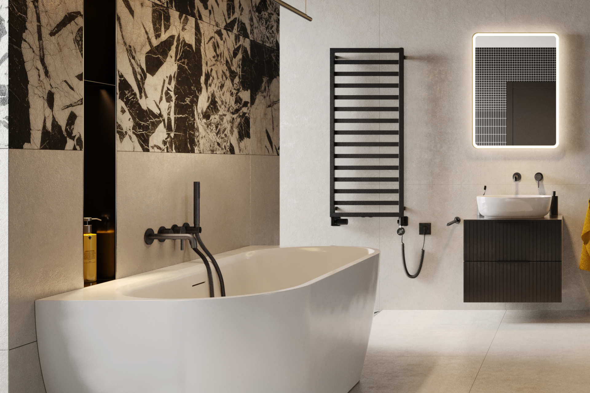 PI Bateria wannowo-prysznicowa podtynkowa, grafit szczotkowany