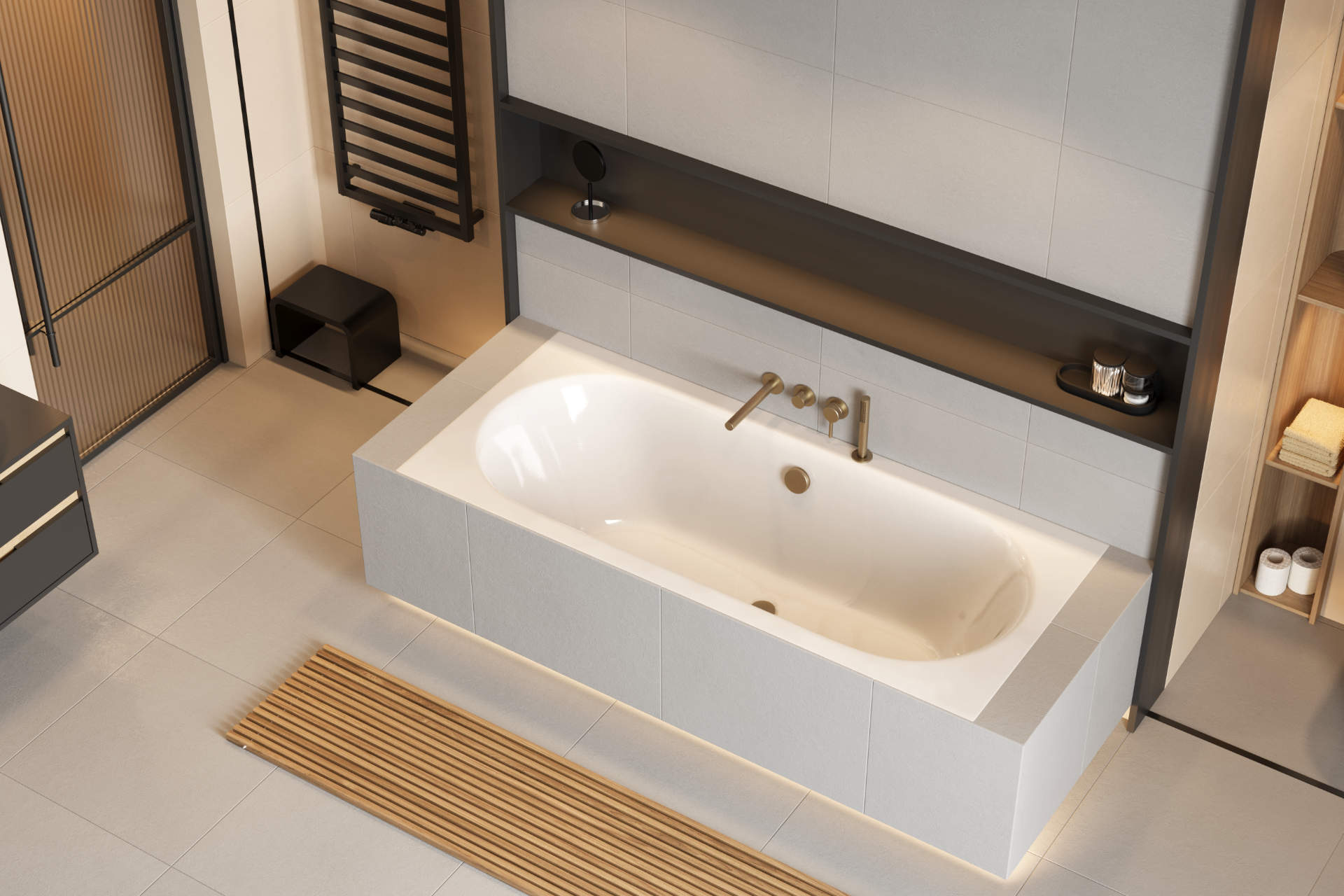 Pi Zestaw prysznicowo-wannowy podtynkowy , 2 funkcyjny, Dry box, czarny mat