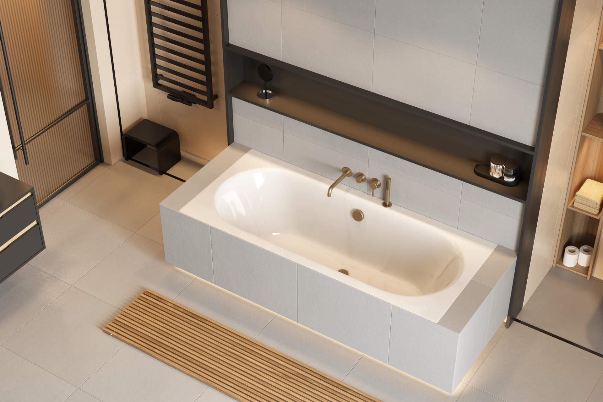 Delta Pi Concealed shower/tub set, 2 functions, Dry box, brushed nickel