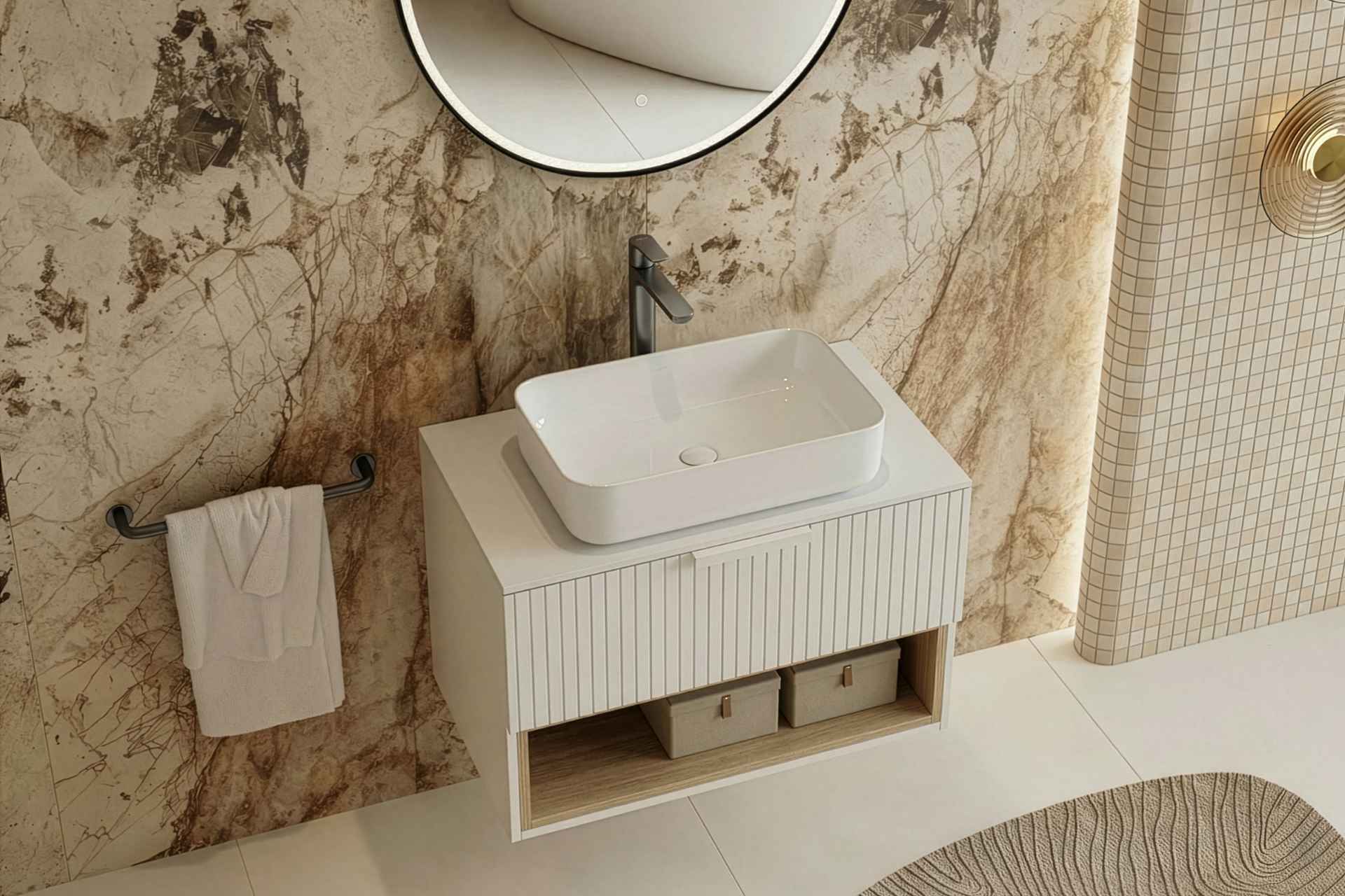 Zestaw promocyjny Cori 2.0 58x38 z baterią umywalkową wysoką Clever 2.0 grafit szczotkowany, korek klik-klak, grafit szczotkowany