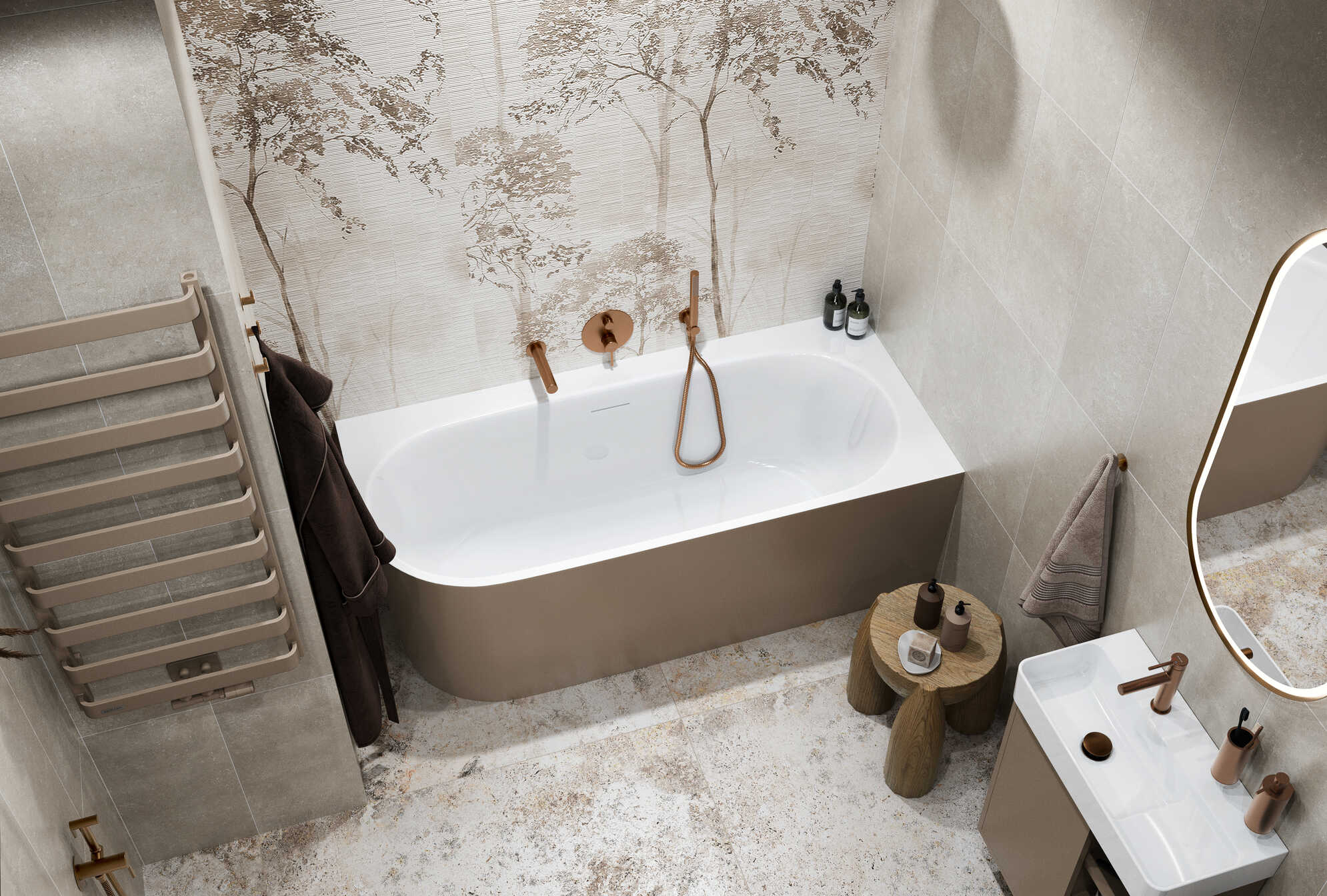 PI wylewka wannowa ścienna, grafit szczotkowany