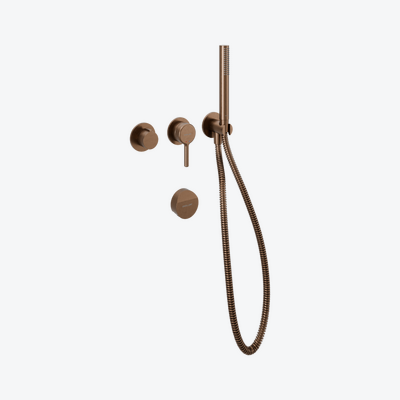 Pi Concealed shower/tub set, 2 functions, Hover siphon, brushed copper