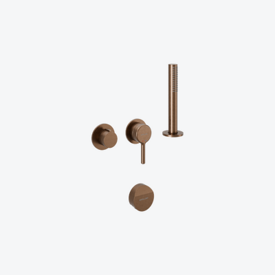 Pi Zestaw prysznicowo-wannowy podtynkowy, 2 funkcyjny, Dry Box, syfon Hover, miedziany szczotkowany