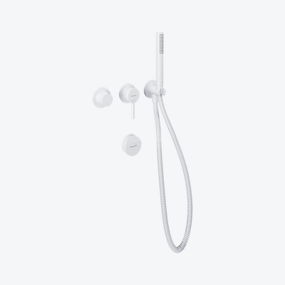 Pi Concealed shower/tub set, 2 functions, Hover siphon, white matte