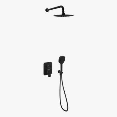 Clever 2.0 zestaw prysznicowo-wannowy podtynkowy z deszczownicą 25 cm, 3 funkcyjny, czarny soft