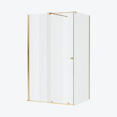 Ortigo rectangular corner cabin 130x90 cm, sliding door, Clean Control coating, brushed gold