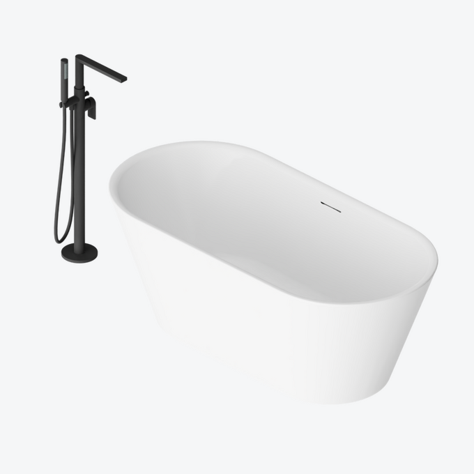 Zestaw promocyjny wanna Holi 2.0 160 + bateria wolnostojąca Glad czarny soft