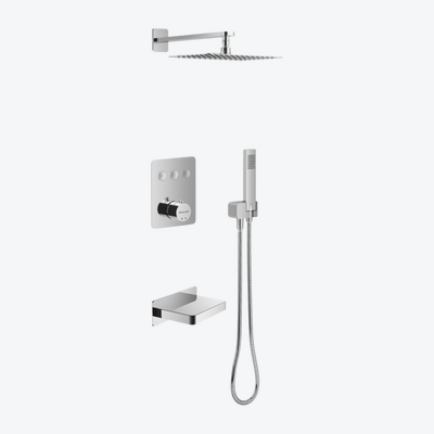 Krotos zestaw prysznicowo-wannowy bateria podtynkowa, 3 funkcyjna, termostatyczny, wylewka kaskadowa, chrom
