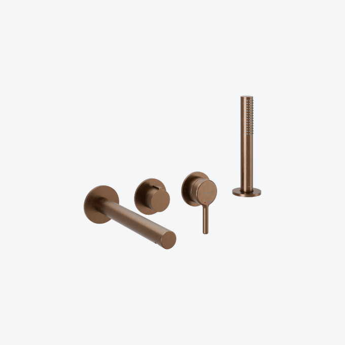 Pi Zestaw prysznicowo-wannowy podtynkowy , 2 funkcyjny, Dry box, miedziany szczotkowany