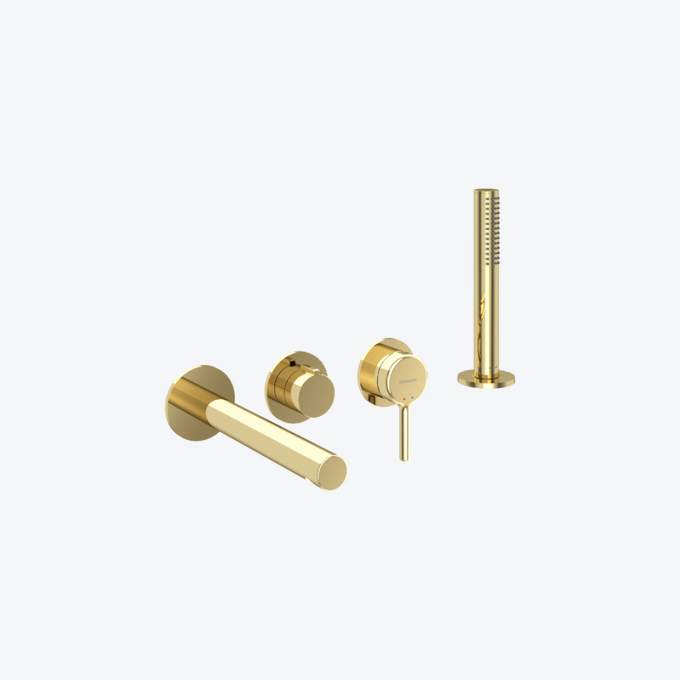 Pi Zestaw prysznicowo-wannowy podtynkowy , 2 funkcyjny, Dry box, złoty połysk