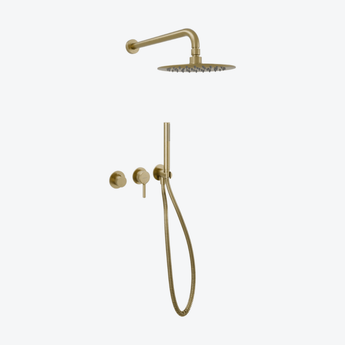 PI Zestaw wannowo-prysznicowy podtynkowy złoty szczotkowany