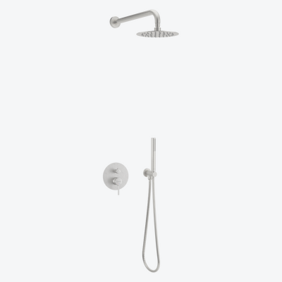 PI zestaw prysznicowo-wannowy podtynkowy podtynkowy z deszczownicą 25 cm, 3 funkcyjny, grafit szczotkowany