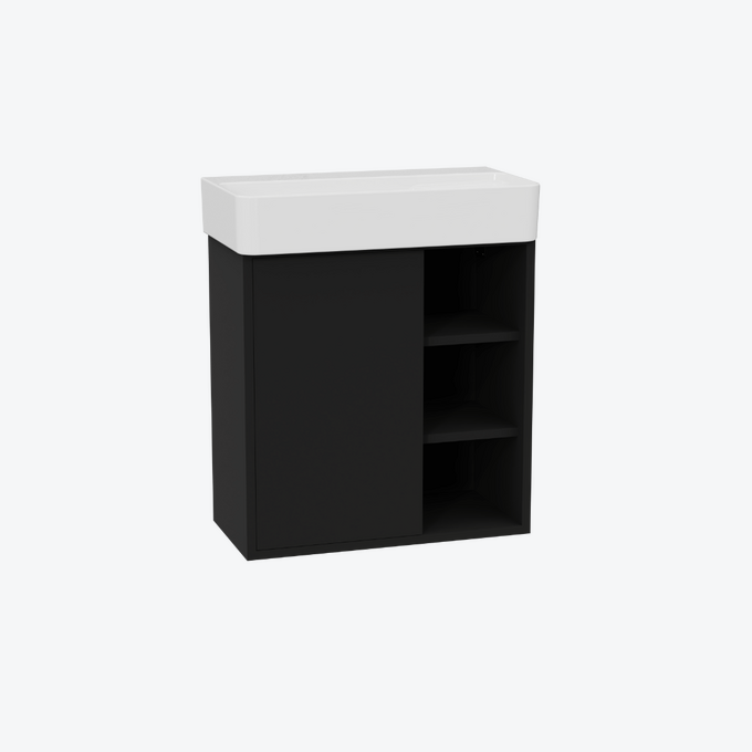 Ness szafka wisząca 60 cm podumywalkowa lakierowana umywalka Ness czarny soft/biały połysk