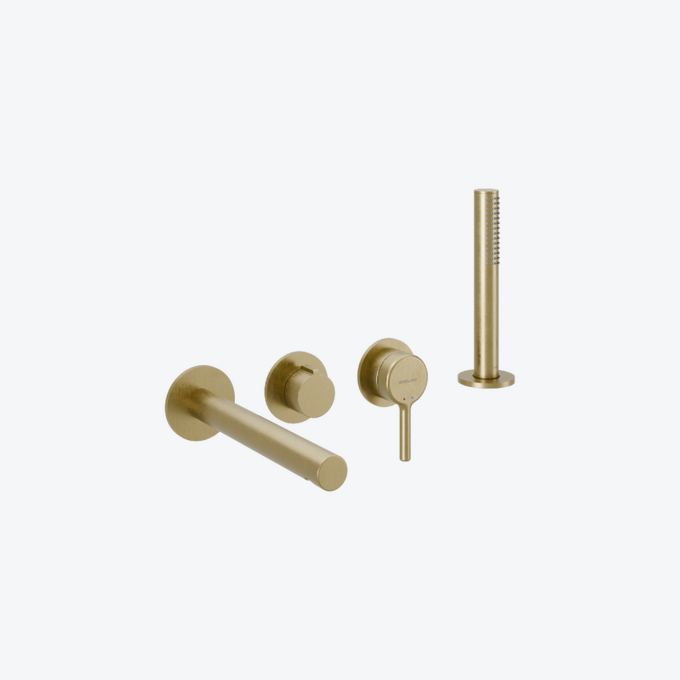 Pi Zestaw prysznicowo-wannowy podtynkowy , 2 funkcyjny, Dry box, złoty szczotkowany