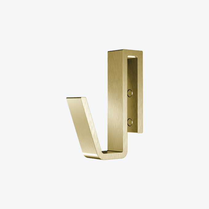 Hook for mounting on glass 6-10 mm thick, brushed gold