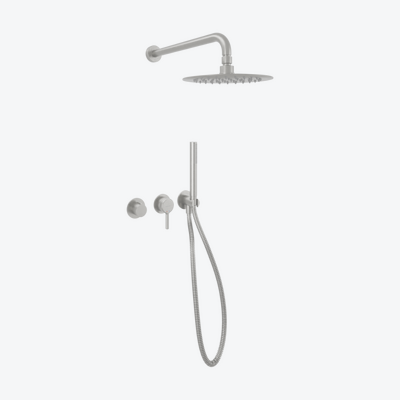 Pi Zestaw prysznicowo-wannowy podtynkowy, 2 funkcyjny z deszczownicą 25 cm, nikiel szczotkowany