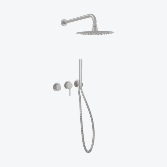 Pi Zestaw prysznicowo-wannowy podtynkowy, 2 funkcyjny z deszczownicą 25 cm, nikiel szczotkowany