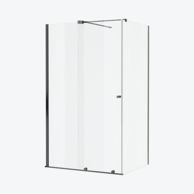 Ortigo kabina prostokątna narożna 140x90 cm drzwi przesuwne powłoka Clean Control grafit szczotkowany