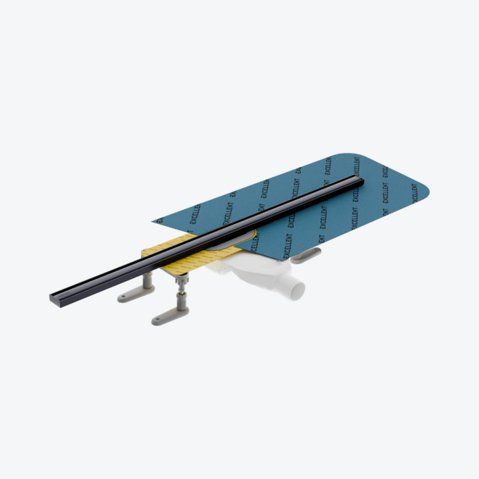 Stilio Slim odpływ liniowy 70 cm baza z syfonem mankiet uszczelniający ruszt dekoracyjny grafit szczotkowany