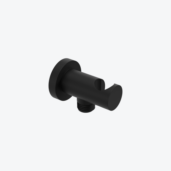 Angled connection with shower handset holder, black soft