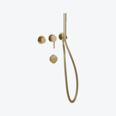 Pi Concealed shower/tub set, 2 function, Hover siphon, brushed gold