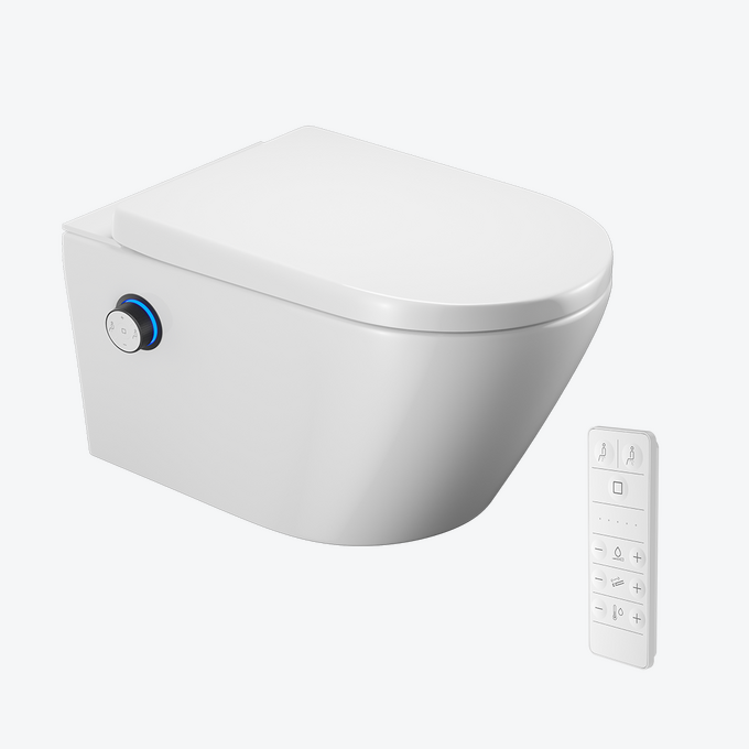 Dakota 2.0 toaleta myjąca D2 miska WC 59 cm wisząca bezrantowa z deską myjącą pokrętło czarne pilot zdalnego sterowania