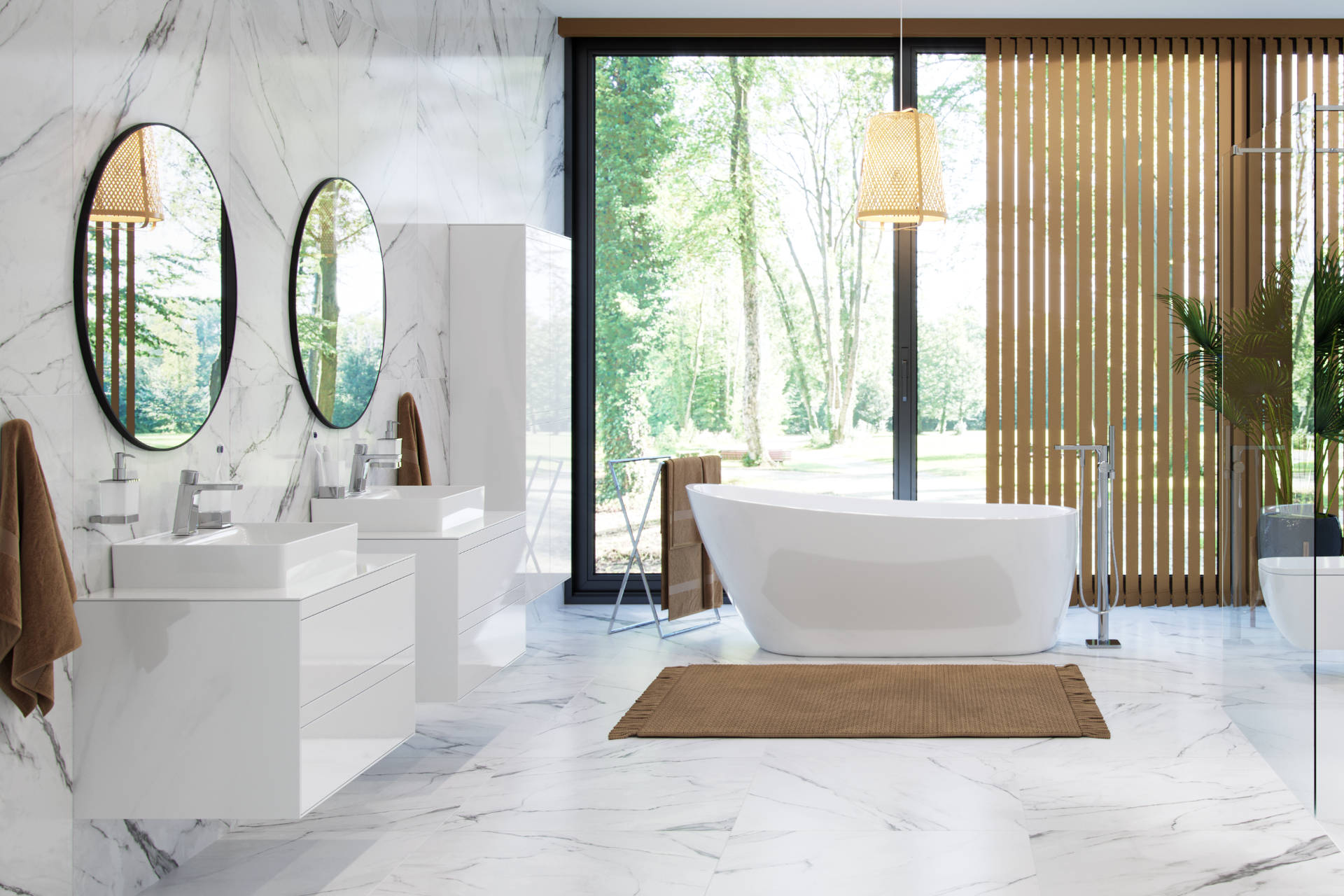 Finli szafka wisząca boczna 150 cm, wysoka, biały połysk