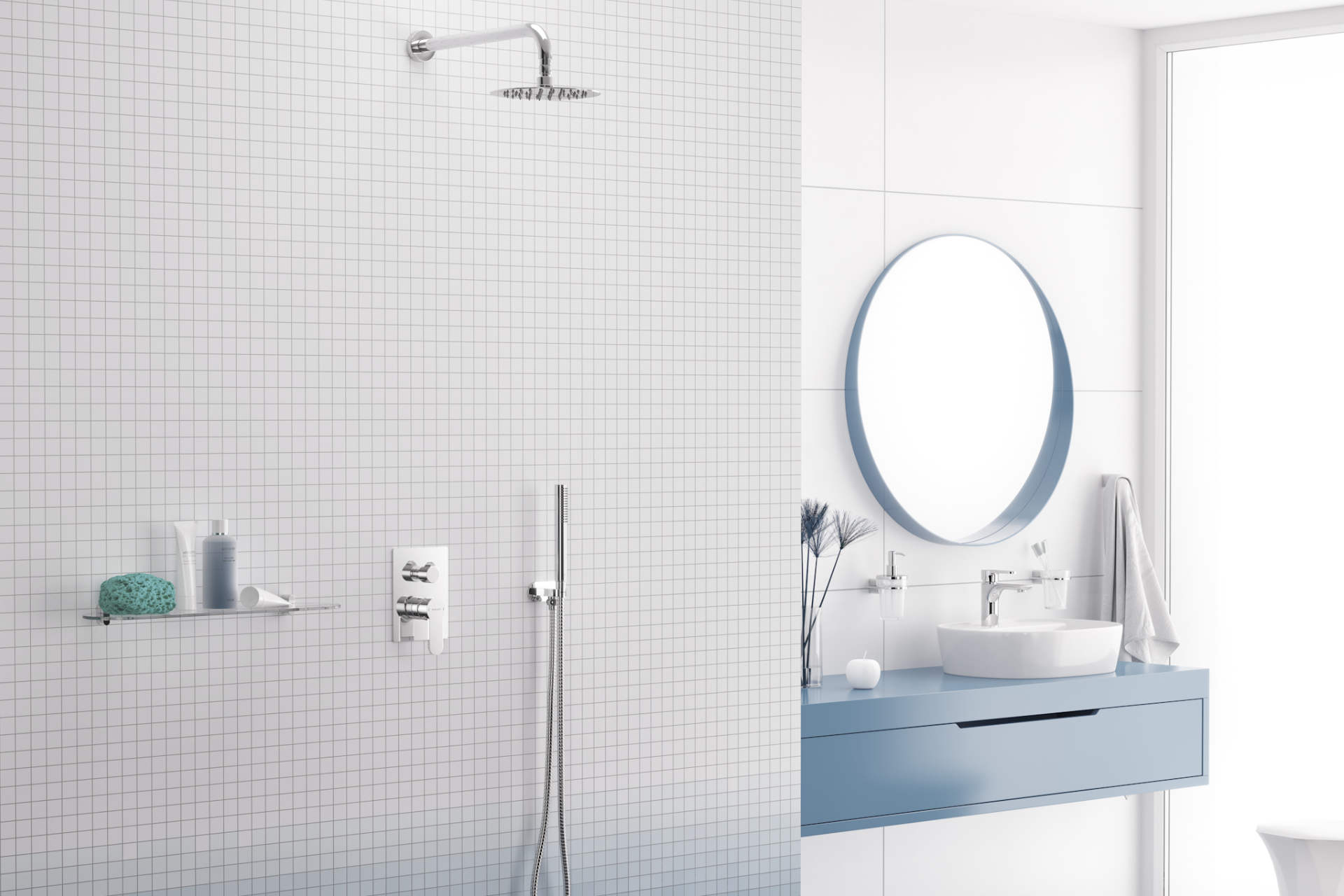 Oxalia bateria prysznicowo-wannowa, z Fix-box, chrom