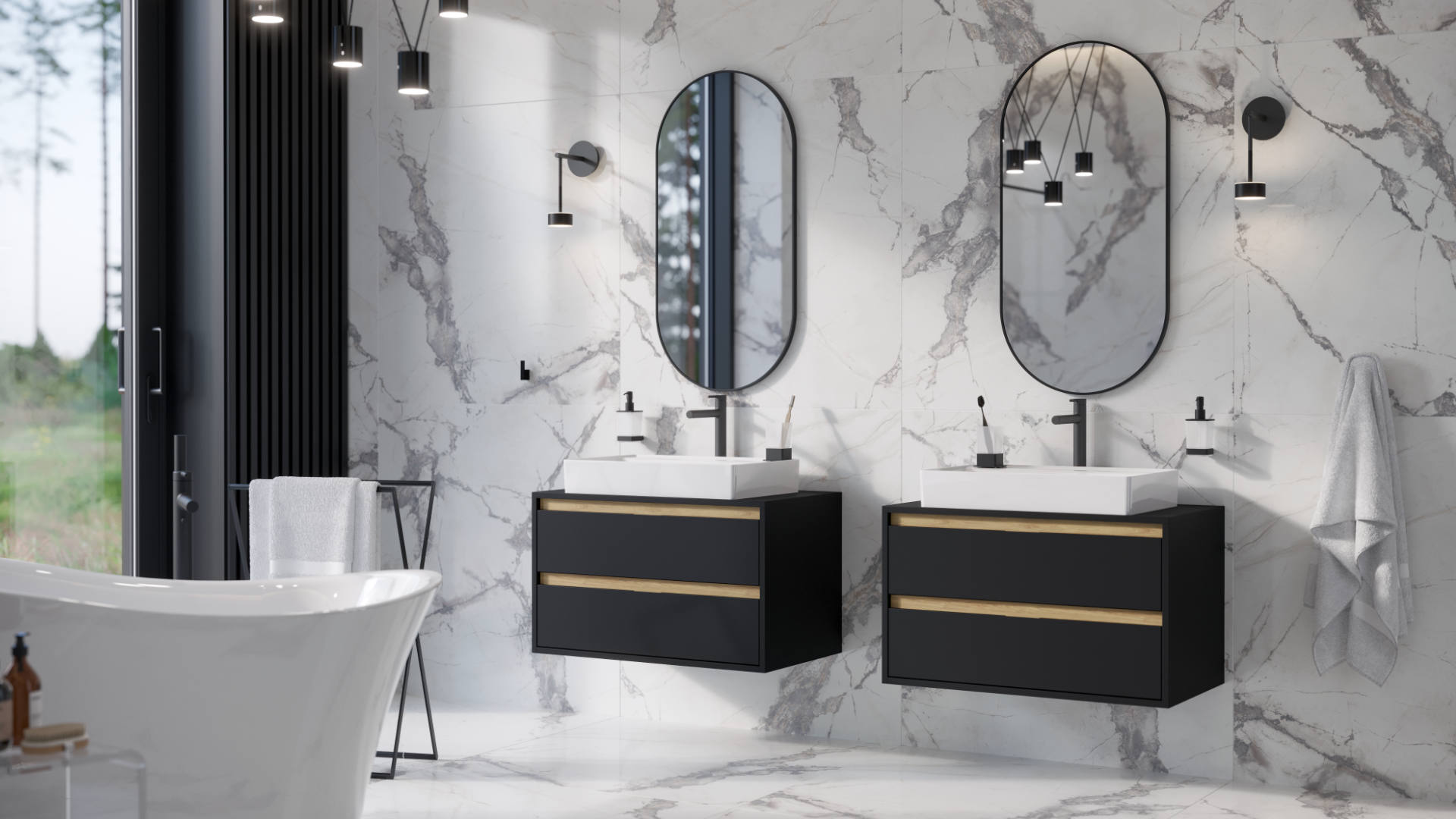 Revia lustro łazienkowe 100x50cm owalne, czarny mat